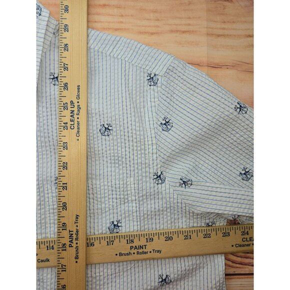 Ralph Lauren Mens Nautical Print Seersucker Button-Down Shirt Large - Picture 7 of 7